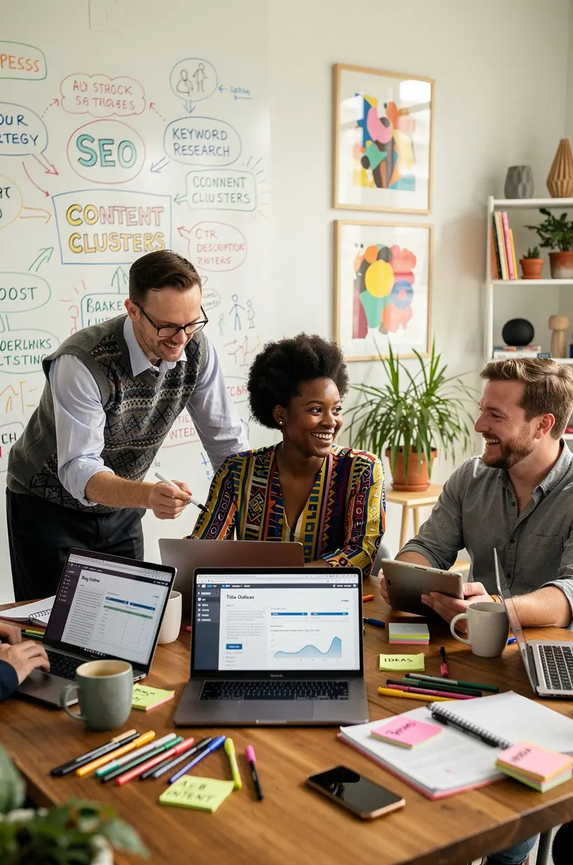 Evaluating content strategy success through analytics and planning.